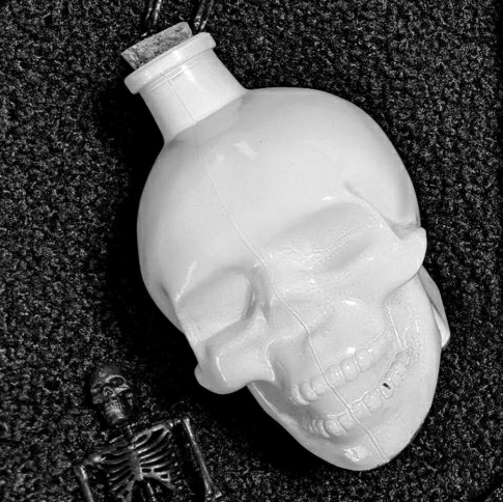 New White Glass Skull Potion Bottle